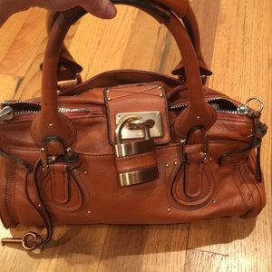 Brown Chloe Paddington Purse with Lock Detail